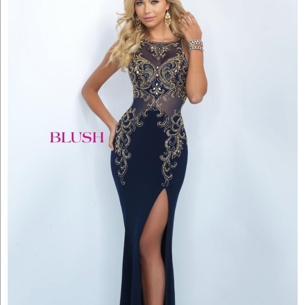 Blush prom by Alexia NEW teal and gold dress gown